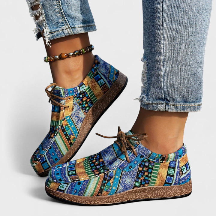 Baskets Confort Imprimées Boho pour Femme | Semelle à Lacets Rembourrée
