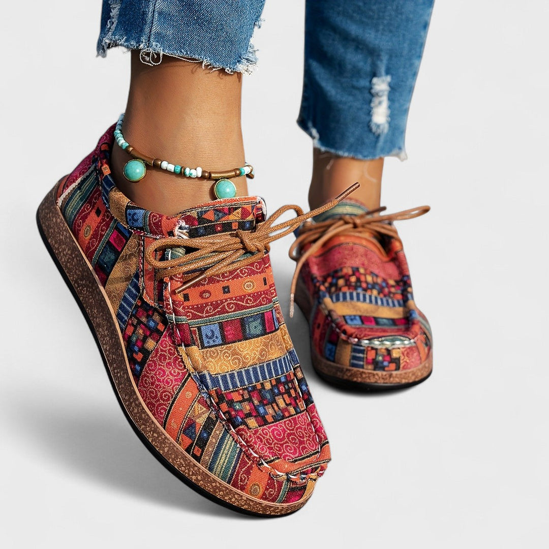 Baskets Confort Imprimées Boho pour Femme | Semelle à Lacets Rembourrée