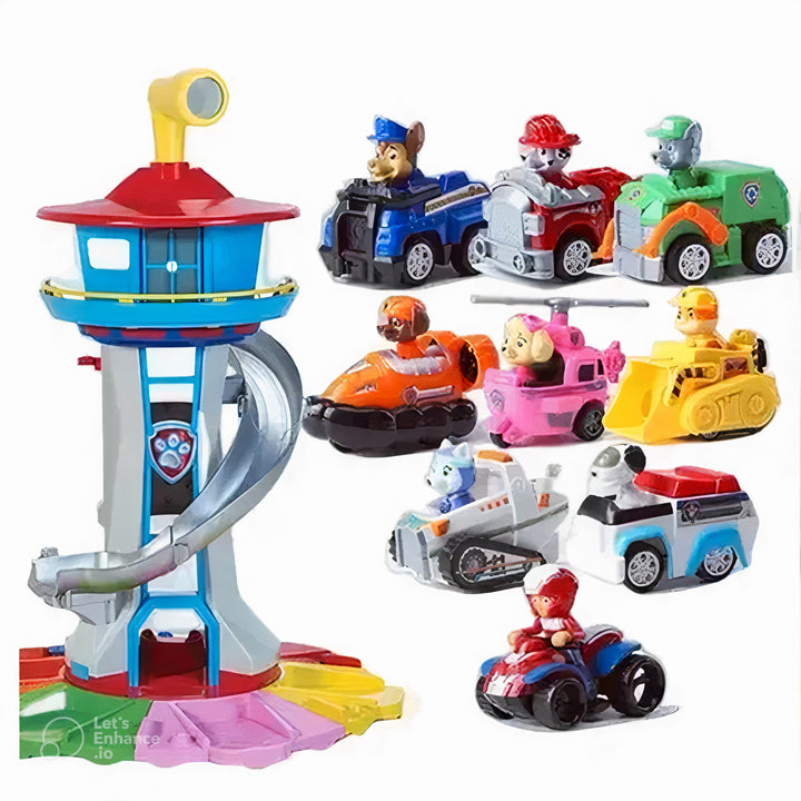 Set de rampe de voiture pour enfants | 6 mini voitures et toboggan