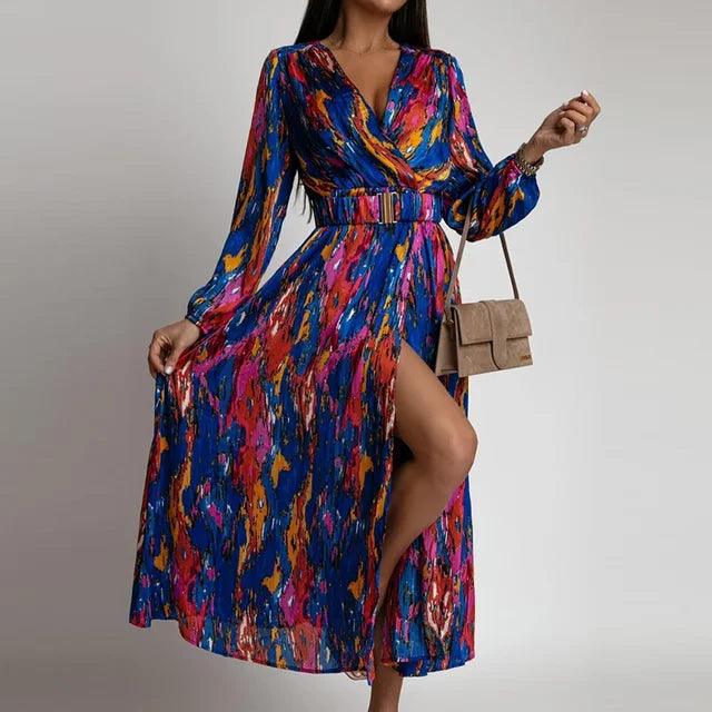 Mireille | Robe Style Bohème à Col V Pour Femmes
