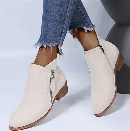 Dámské ortopedické kotníkové boty | Kožený styl na zip