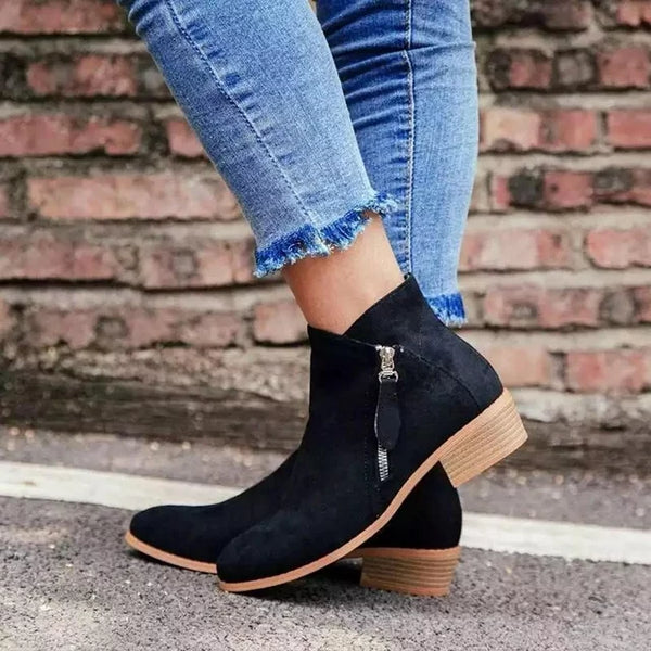 Dámské ortopedické kotníkové boty | Kožený styl na zip