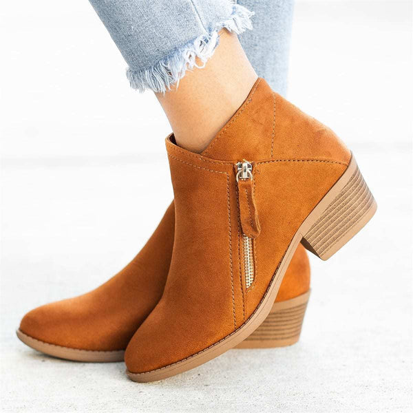Dámské ortopedické kotníkové boty | Kožený styl na zip
