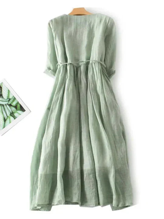Robe style lin femme | Coupe aérée décontractée