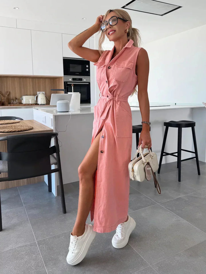 Robe maxi en denim pour femme | Garde-robe décontractée quotidienne essentielle
