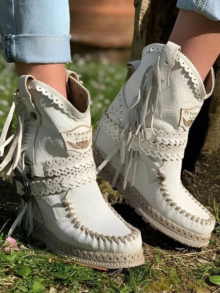 Dámské boho západní boty s třásněmi