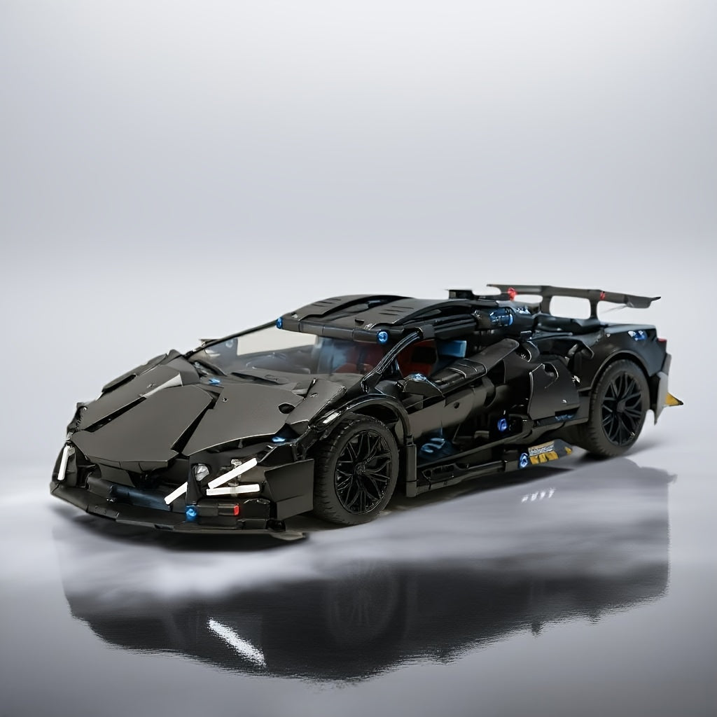 Kit de construction voiture de sport noire | Maquette de voiture de course