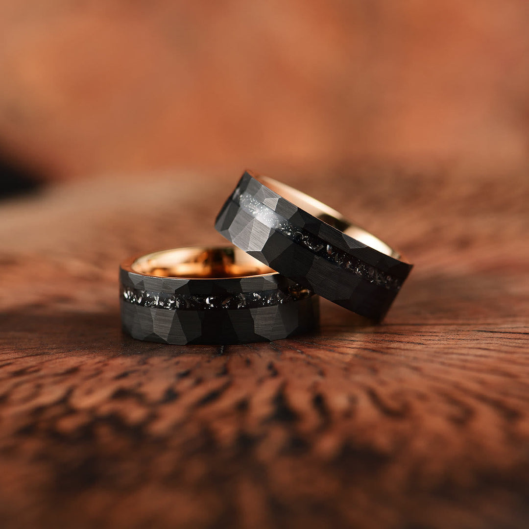 Bague en Carbure de Tungstène Tourmaline Noire 8 mm