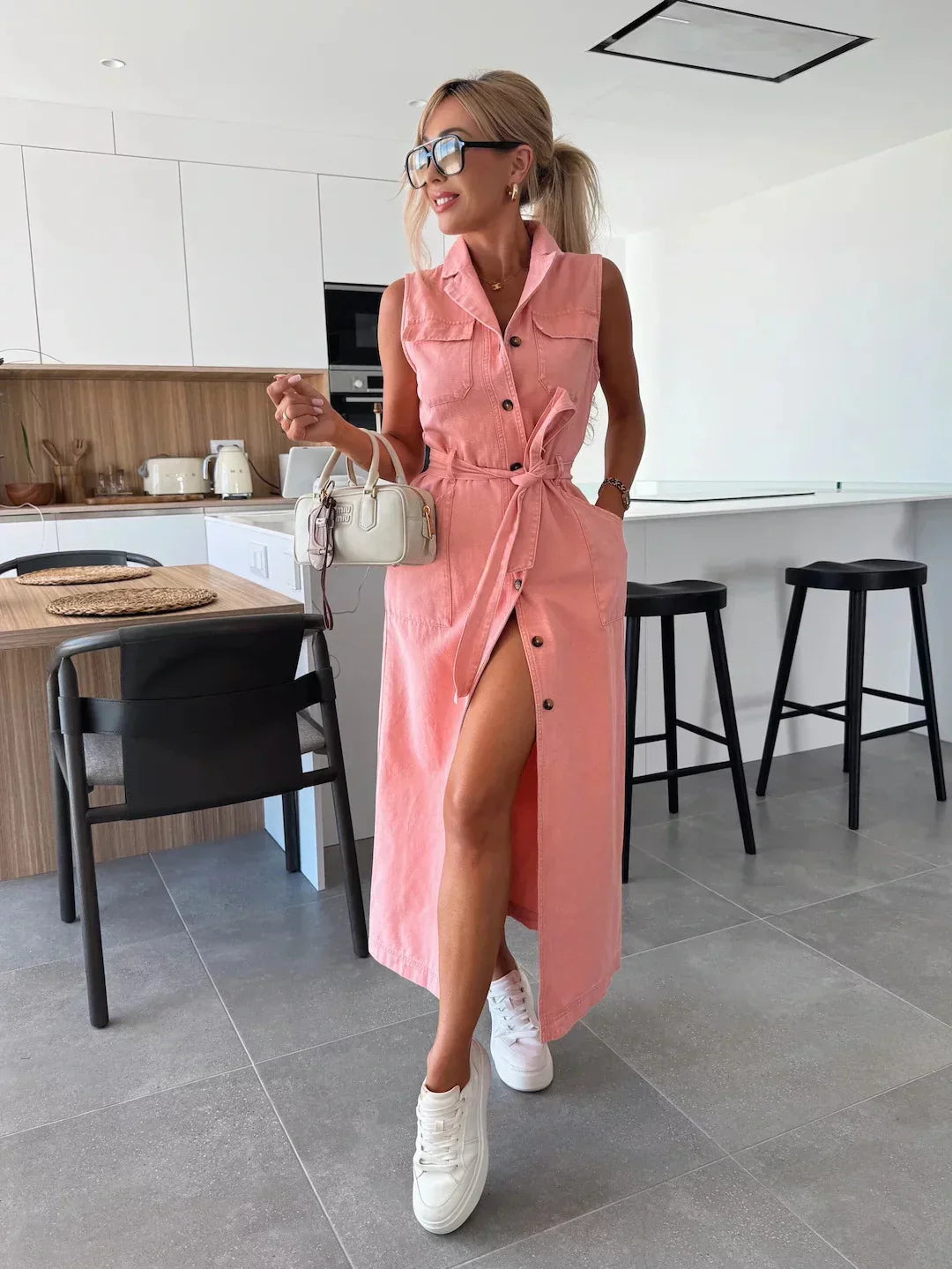 Robe maxi en denim pour femme | Garde-robe décontractée quotidienne essentielle