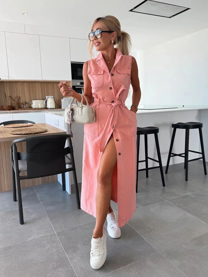 Robe maxi en denim pour femme | Garde-robe décontractée quotidienne essentielle