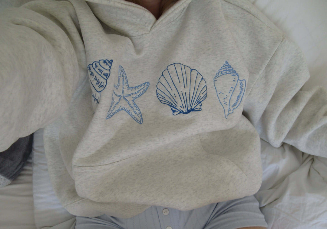 Sweat à capuche imprimé coquillage pour femme | Pull décontracté et cosy