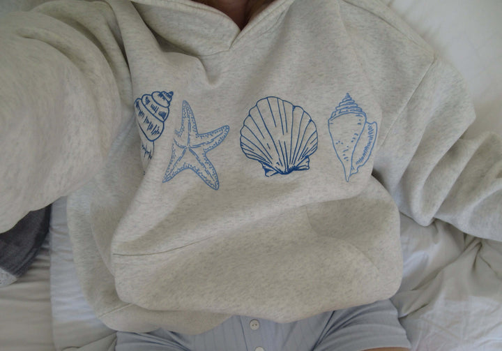 Sweat à capuche imprimé coquillage pour femme | Pull décontracté et cosy