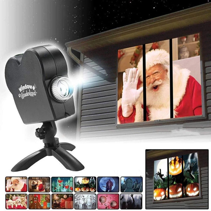 Projecteur de fenêtre pour décorations Halloween et Noël