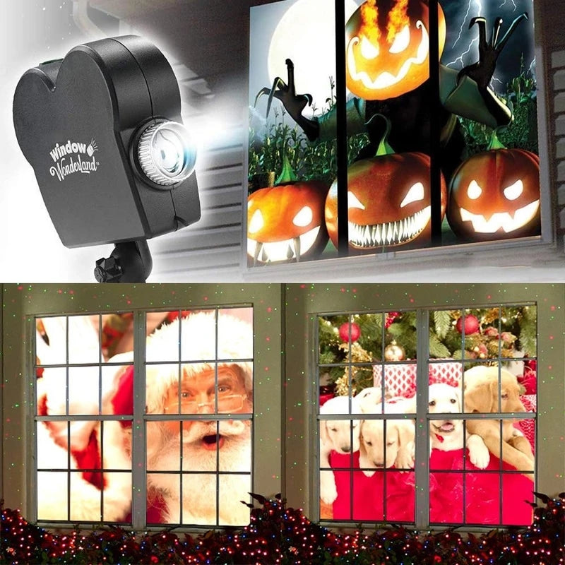 Projecteur de fenêtre pour décorations Halloween et Noël
