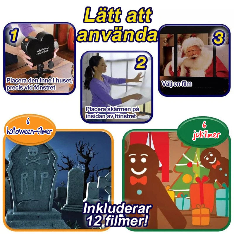 Projecteur de fenêtre pour décorations Halloween et Noël