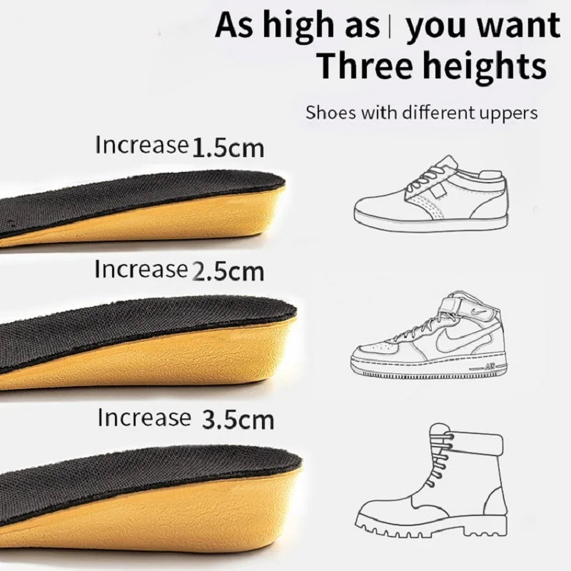 Semelles Orthopédiques Invisibles pour Gain de Taille | Rehausse de 1,5 à 3,5 cm