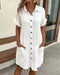 Robe courte à encolure en V pour femme | Manches trois-quarts style lin Robe de vacances