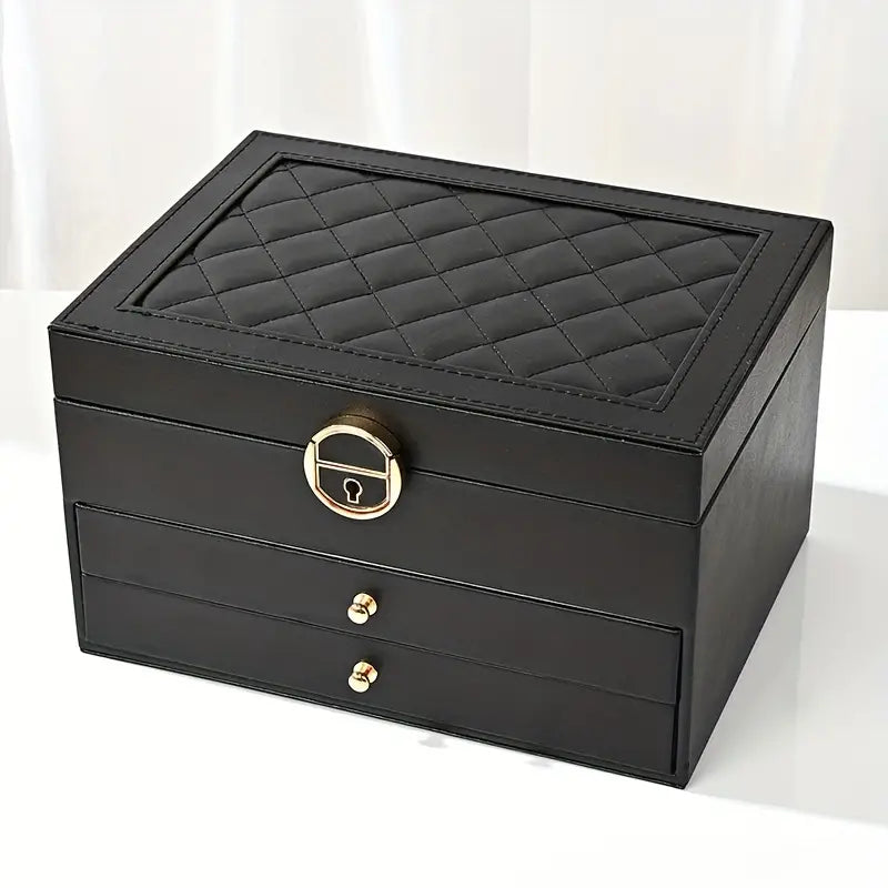 Boîte à bijoux en cuir à plusieurs couches | Rangement élégant et sécurisé