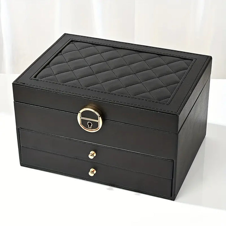 Boîte à bijoux en cuir à plusieurs couches | Rangement élégant et sécurisé