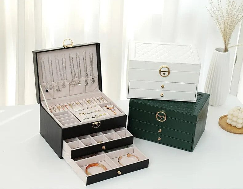 Boîte à bijoux en cuir à plusieurs couches | Rangement élégant et sécurisé