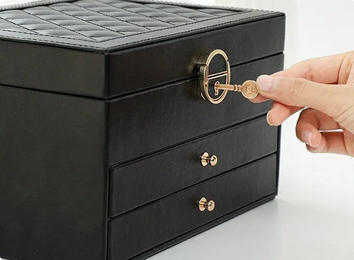 Boîte à bijoux en cuir à plusieurs couches | Rangement élégant et sécurisé