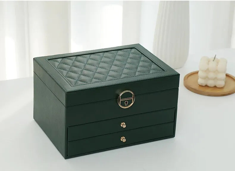 Boîte à bijoux en cuir à plusieurs couches | Rangement élégant et sécurisé