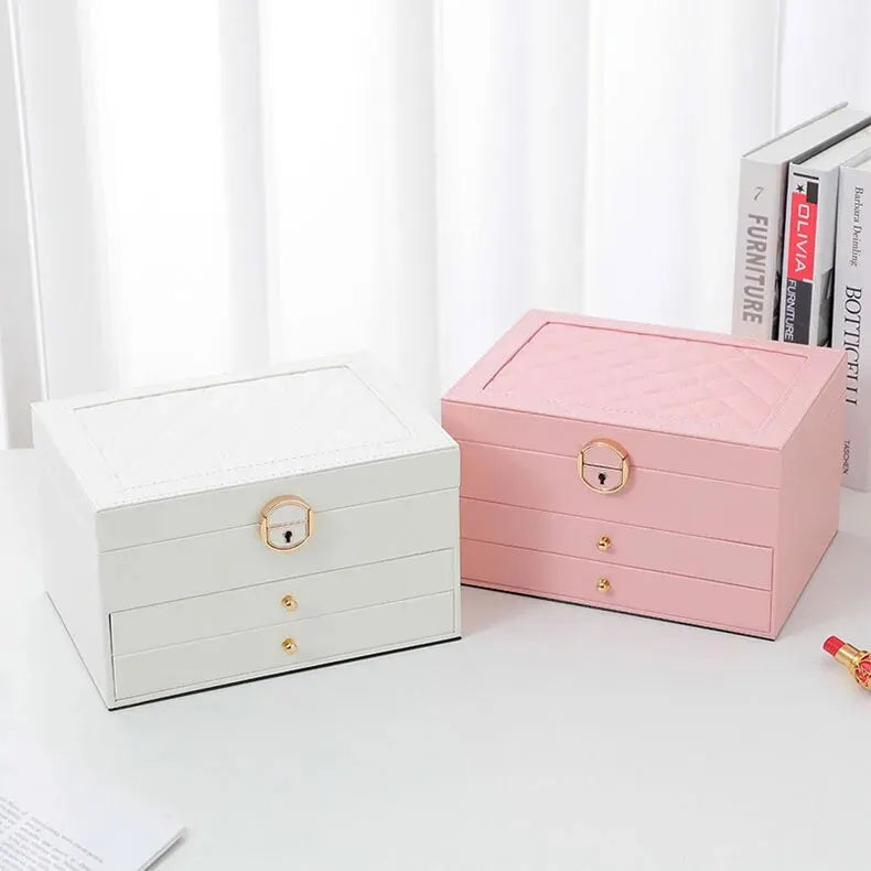Boîte à bijoux en cuir à plusieurs couches | Rangement élégant et sécurisé