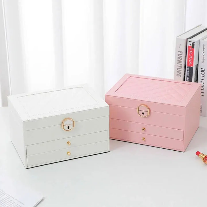 Boîte à bijoux en cuir à plusieurs couches | Rangement élégant et sécurisé