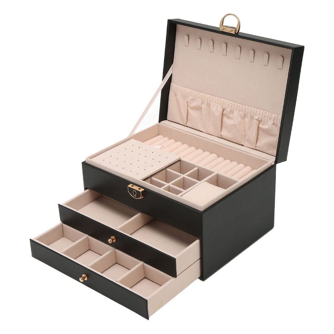Boîte à bijoux en cuir à plusieurs couches | Rangement élégant et sécurisé