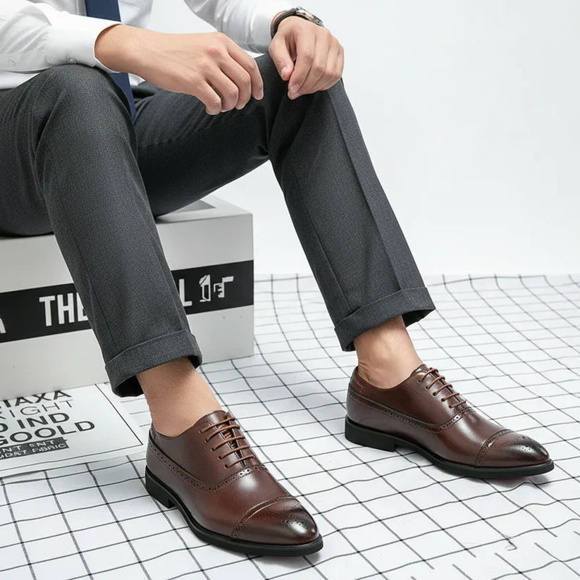Herre Læder Oxford Brogue Sko | Klassisk Stil