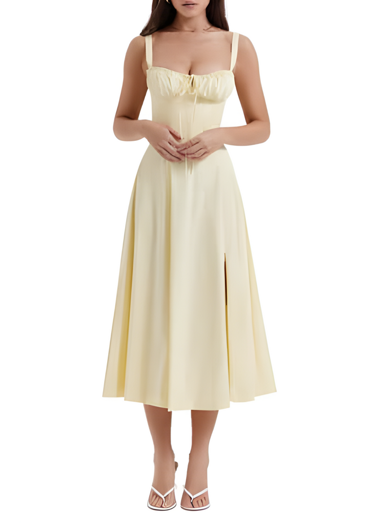 Robe bustier fleurie femme | Coupe cintrée à la taille