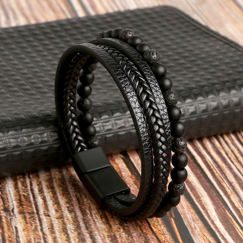 Ensemble bracelets style cuir pour homme | Empilement décontracté et habillé pour poignet
