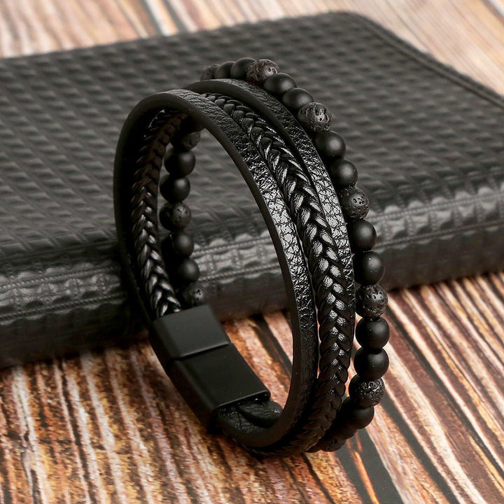 Ensemble bracelets style cuir pour homme | Empilement décontracté et habillé pour poignet