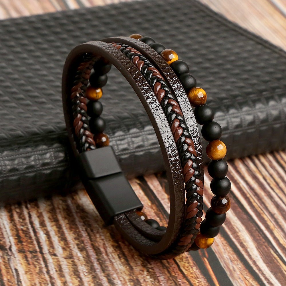 Ensemble bracelets style cuir pour homme | Empilement décontracté et habillé pour poignet
