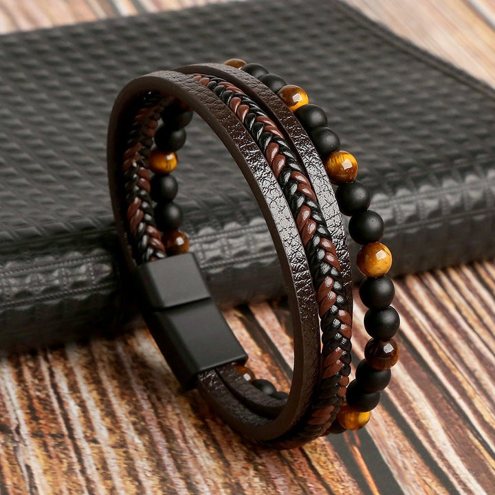 Ensemble bracelets style cuir pour homme | Empilement décontracté et habillé pour poignet